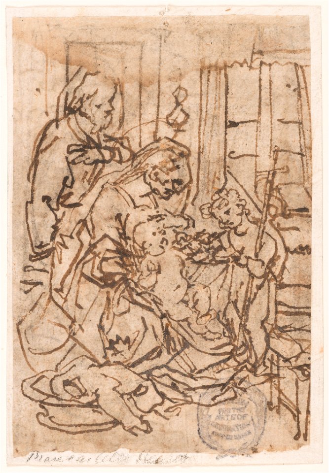 Drawing, The Holy Family and St. John the Baptist, ca. 1590 (CH 18118007)