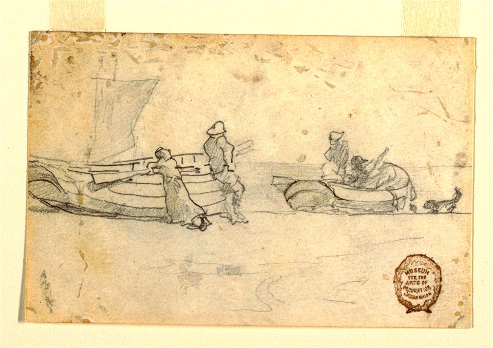 Drawing, Two Boats on Beach with Figures, Cullercoats, England, 1881–82 (CH 18174161)