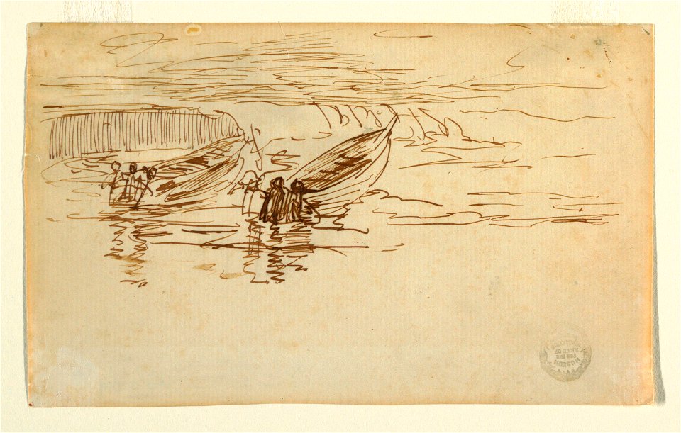 Drawing, Two Dories Being Launched, England, 1881 (CH 18174481)