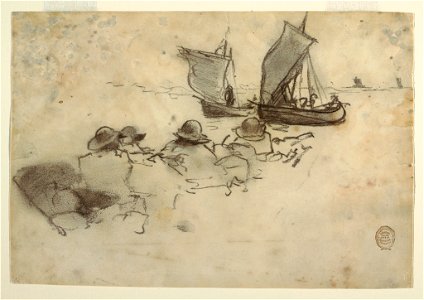 Drawing, Two Fishing Boats with Sails, Cullercoats, England, 1881–82 (CH 18174487)