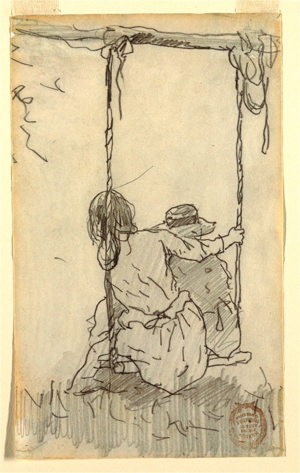 Drawing, Two Girls in a Swing, 1879 (CH 18175239)