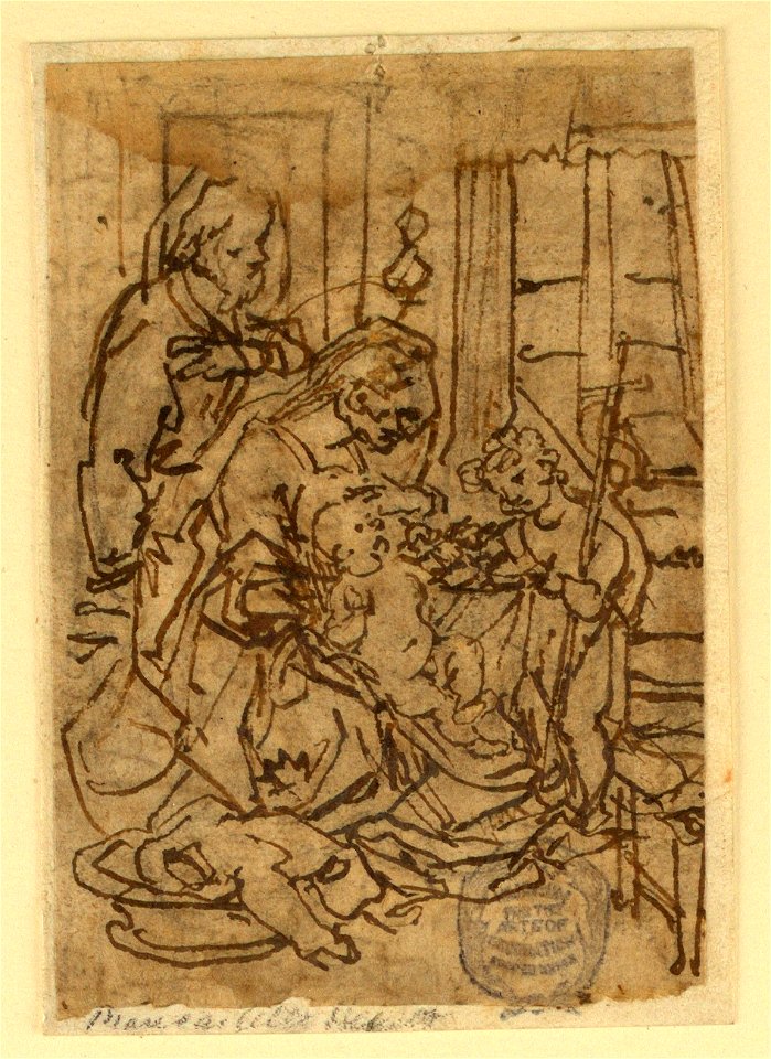 Drawing, The Holy Family and St. John the Baptist, ca. 1590 (CH 18118007-2)