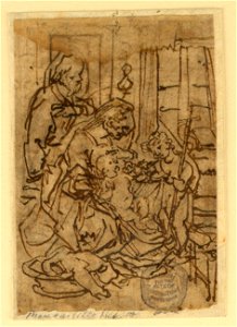 Drawing, The Holy Family and St. John the Baptist, ca. 1590 (CH 18118007-2)