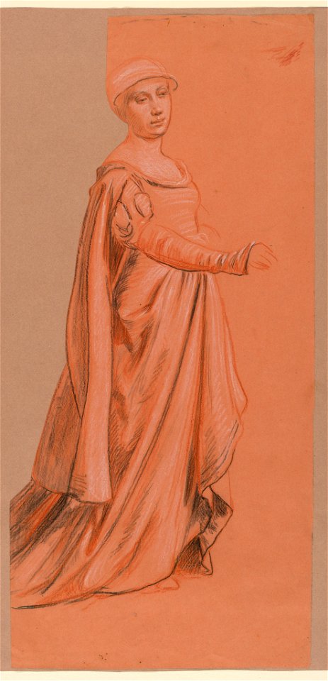 Drawing, Study of a costumed figure from Wedding Procession, 1871–72 (CH 18404417)