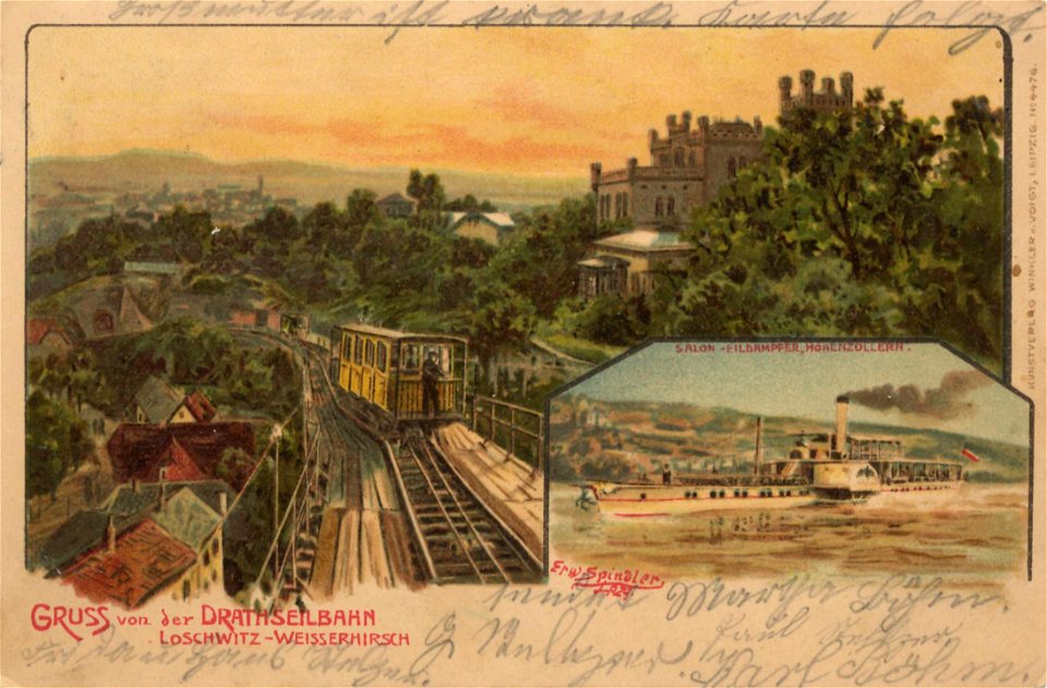 Dresden, Sachsen - Drahtseilbahn Loschwitz-Weißer Hirsch (Zeno Ansichtskarten)