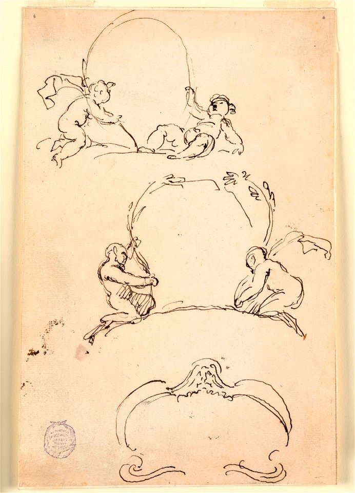 Drawing, Three sketches of cartouches, before 1775 (CH 18114833-2)