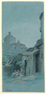 Drawing, Washerwomen, Viterbo- Chapel and Bastion, August 25, 1891 (CH 18404445)