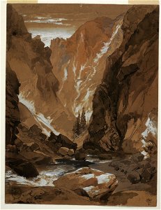 Drawing, Toltec Gorge, Colorado, 1881 (CH 18189867). Free illustration for personal and commercial use.