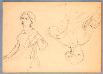 Drawing, Woman Seated, Two Studies, 1870 (CH 18566019)