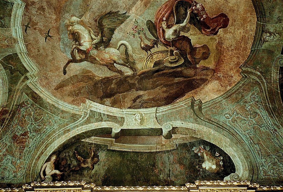 Dresden, Zwinger, Französischer Pavillon, Marmorsaal, Heinrich Christoph Fehling, Der Triumph der Aurora, Figur 3
