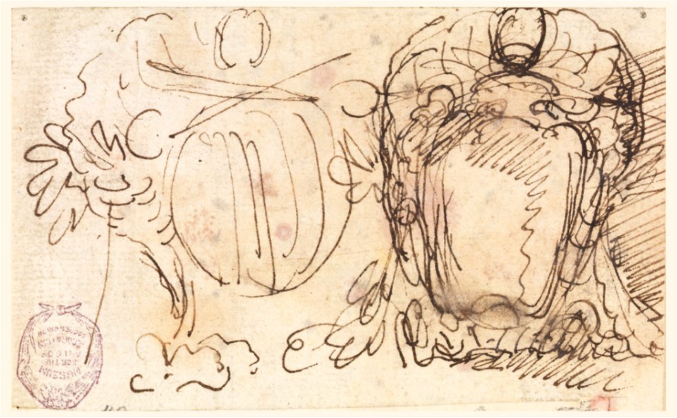 Drawing, Two escutcheons for coat of arms of Pope Benedict XIV, 1740–58 (CH 18114797)