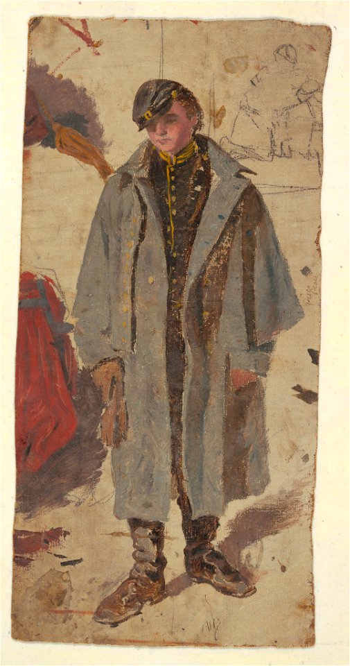 Drawing, Young Soldier; Separate Study of a Soldier Giving Water to a Wounded Companion, 1864 (CH 18173693)