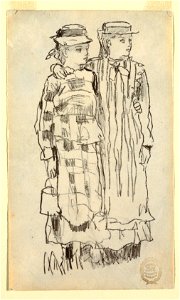 Drawing, Two Girls, 1879 (CH 18175287). Free illustration for personal and commercial use.