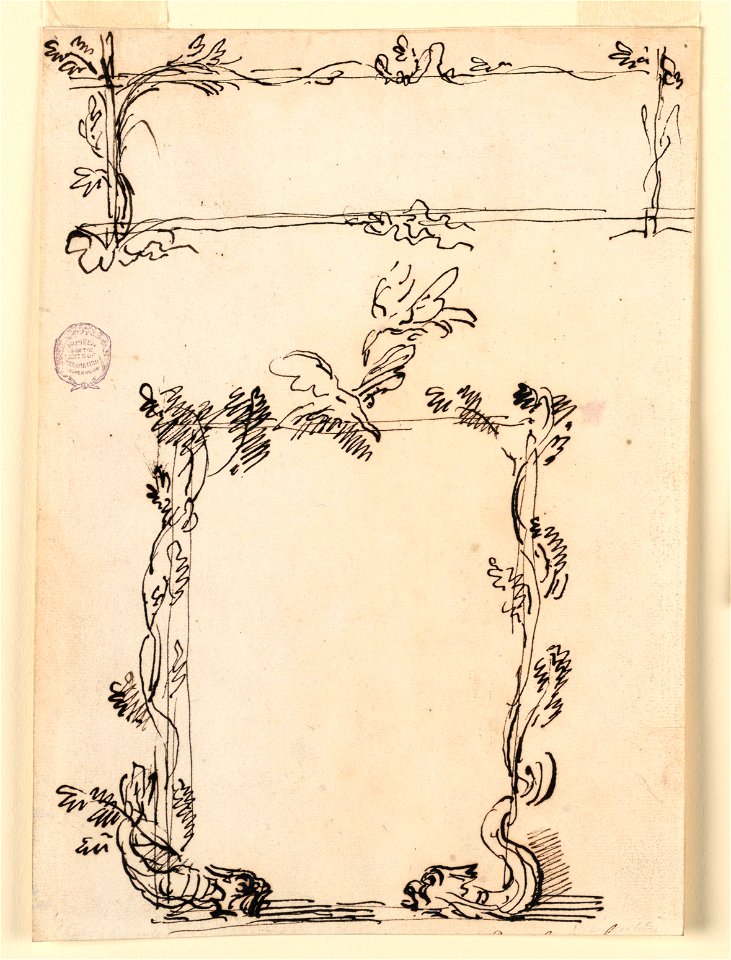 Drawing, Two sketches for cartouches, before 1775 (CH 18115229)