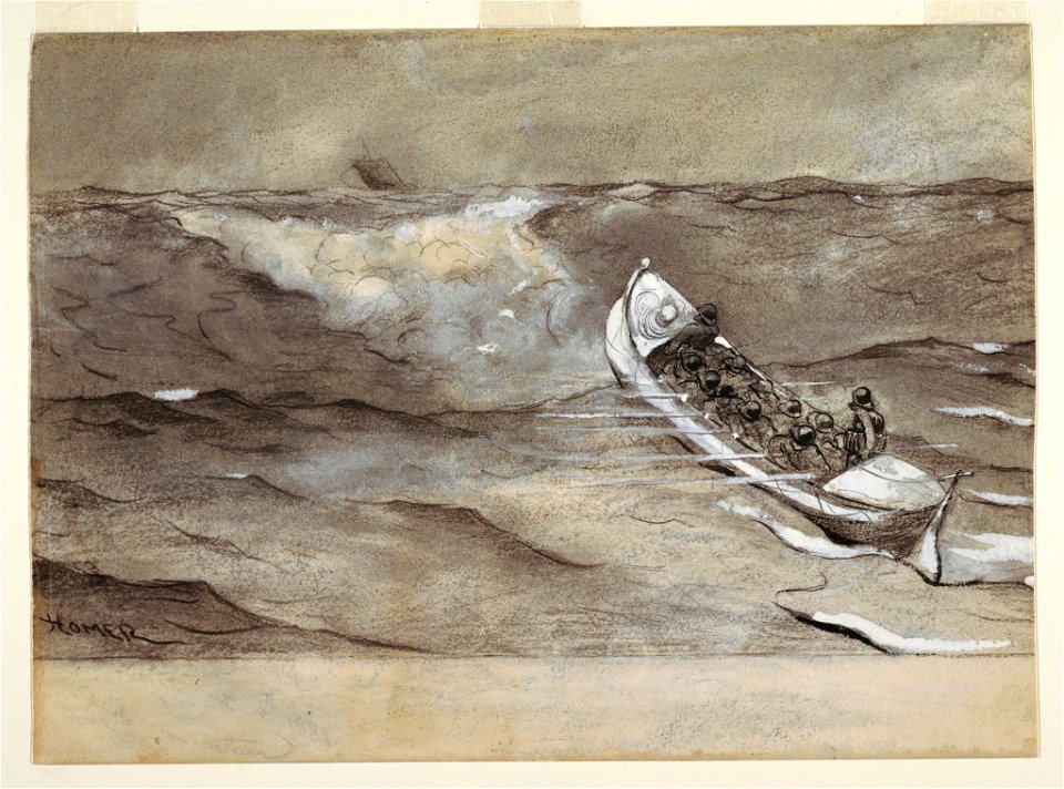 Drawing, The Life Boat, study for watercolor, Wreck of the 'Iron Crown', 1881 (CH 18173815)