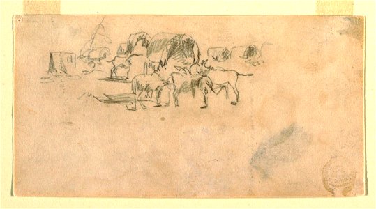 Drawing, Wagon Train in Camp, 1862 (CH 18173757)