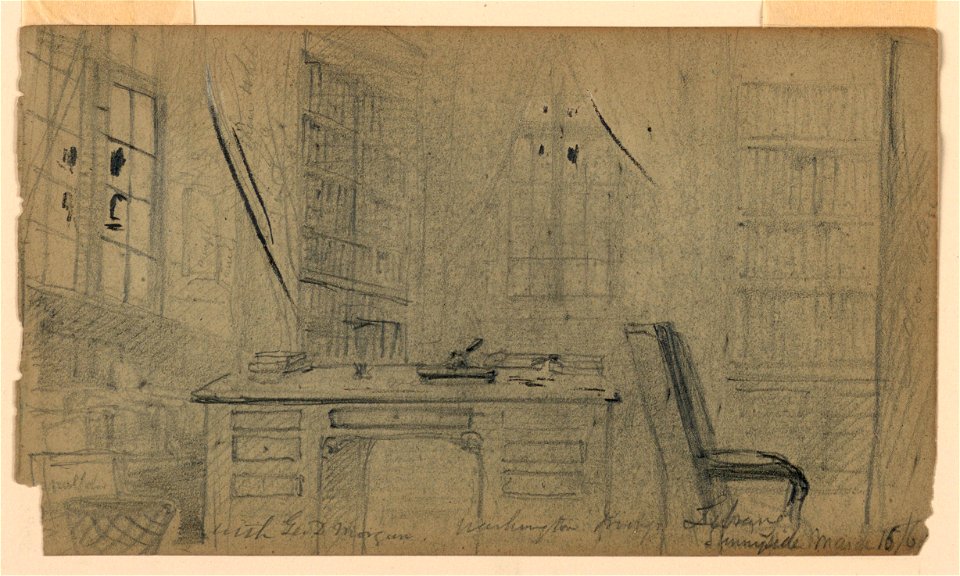Drawing, Washington Irving's Library at Sunnyside, March 16, 1860 (CH 18565863)