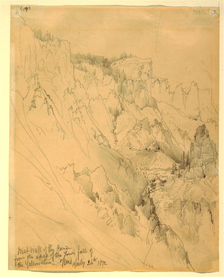 Drawing, West Wall of the Canyon, Yellowstone, July 26, 1892 (CH 18189527)