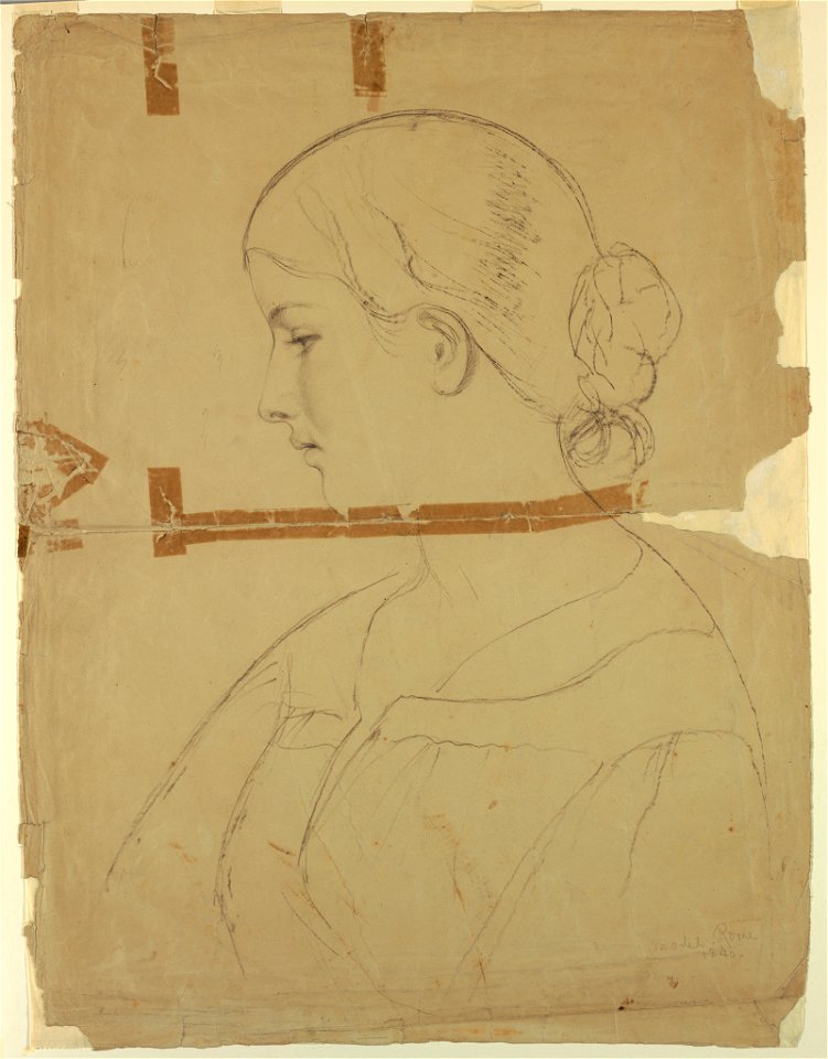 Drawing, Woman in Profile, Model in Rome, 1840 (CH 18565887)