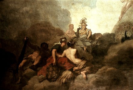 Dresden, Zwinger, Mathematisch-Physikalischer Salon, Louis de Silvestre, Psyches Aufnahme in den Olymp, Figur 1