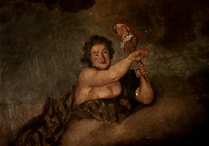 Dresden, Zwinger, Mathematisch-Physikalischer Salon, Louis de Silvestre, Psyches Aufnahme in den Olymp, Figur 5