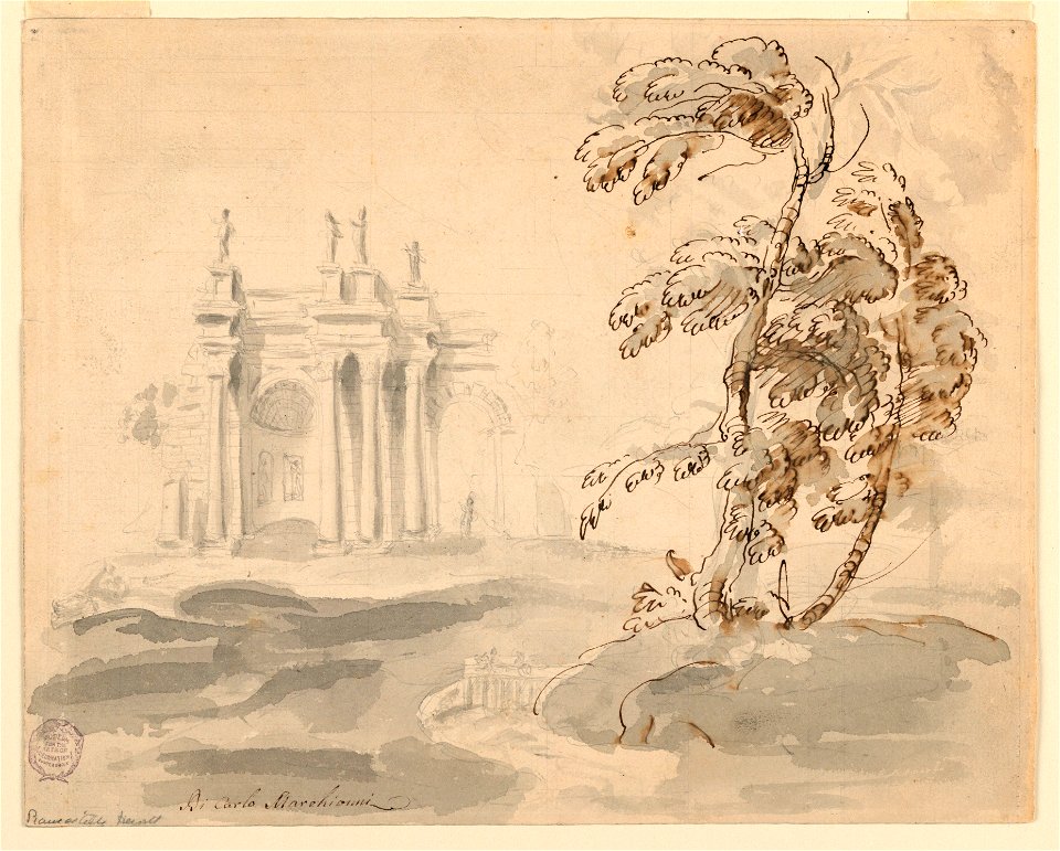 Drawing, Tree in Landscape with Building, 1756–78 (CH 18109285-2)