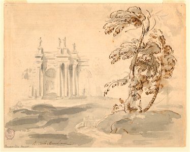 Drawing, Tree in Landscape with Building, 1756–78 (CH 18109285-2)