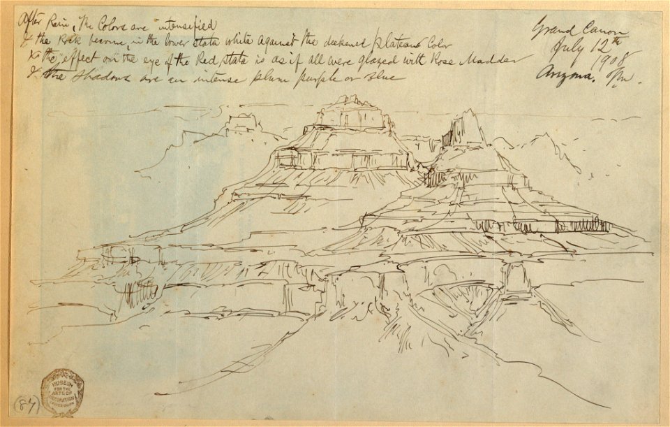 Drawing, Two Cliffs in Grand Canyon, Arizona, possibly 1908 (CH 18189975)