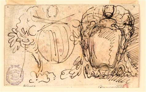 Drawing, Two escutcheons for coat of arms of Pope Benedict XIV, 1740–58 (CH 18114797-2)