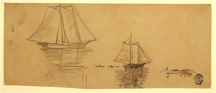 Drawing, Two Schooners and Dories, ca. 1880 (CH 18175149)