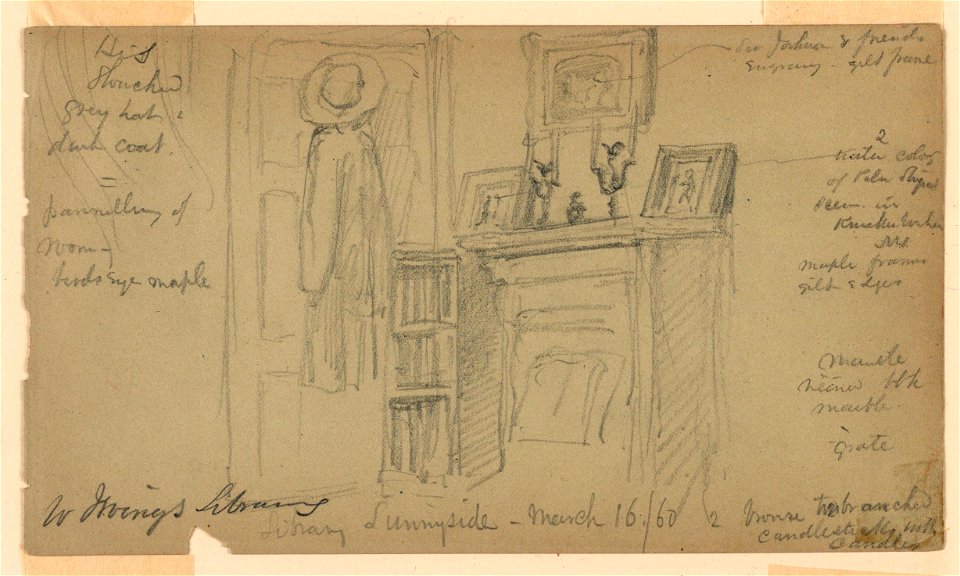 Drawing, Washington Irving's Library at Sunnyside, March 16, 1860 (CH 18565867)
