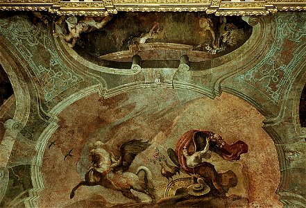 Dresden, Zwinger, Französischer Pavillon, Marmorsaal, Heinrich Christoph Fehling, Der Triumph der Aurora, Figur 4