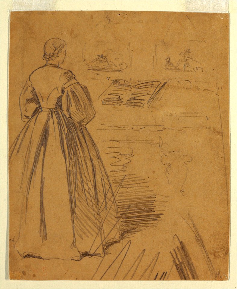 Drawing, Woman Standing Before a Piano, 1862 (CH 18175489)