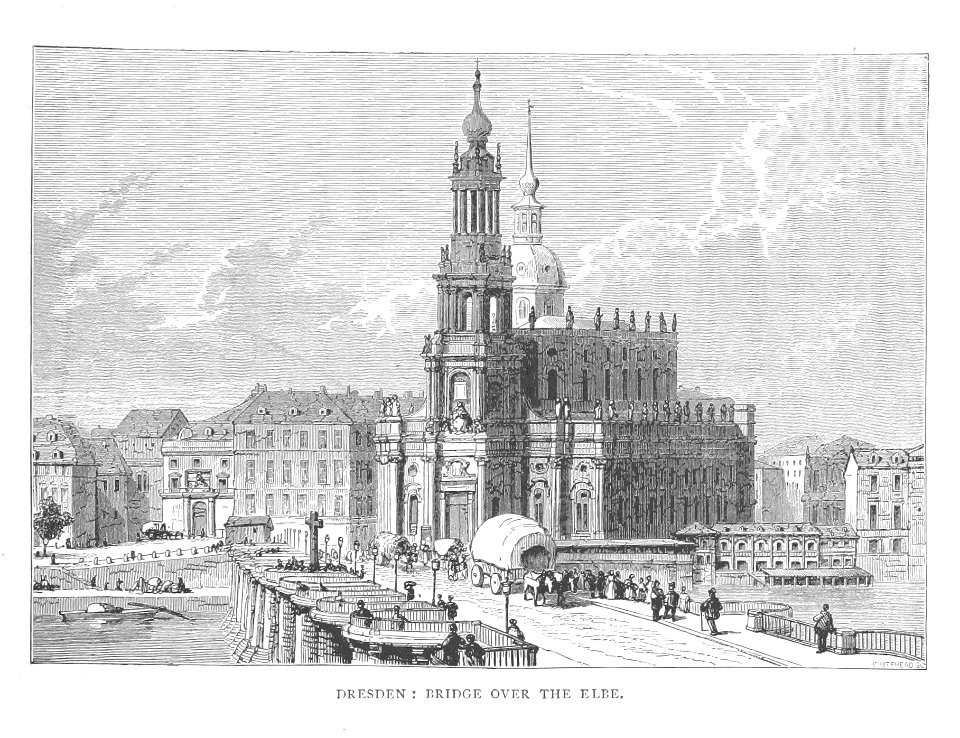 Dresden Augustusbrücke Schlossplatz 1880