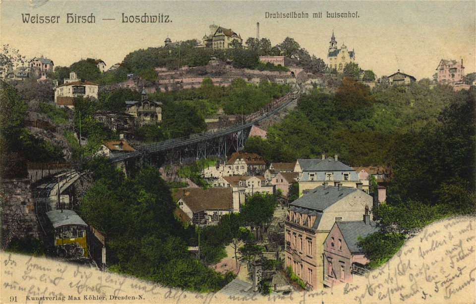 Dresden, Sachsen - Drahtseilbahn mit Luisenhof (Zeno Ansichtskarten)