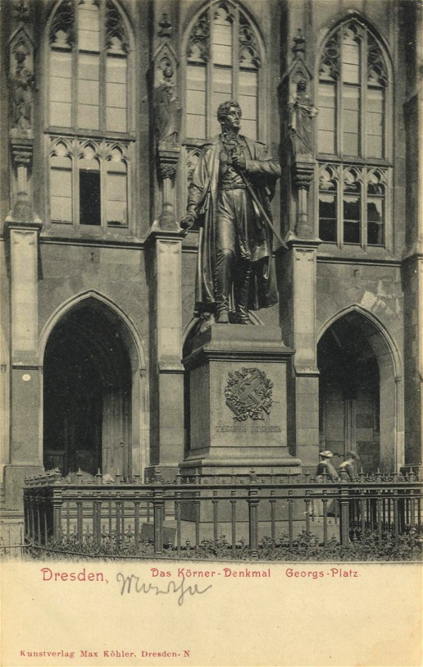 Dresden, Sachsen - Körnerdenkmal, Georgesplatz (Zeno Ansichtskarten)