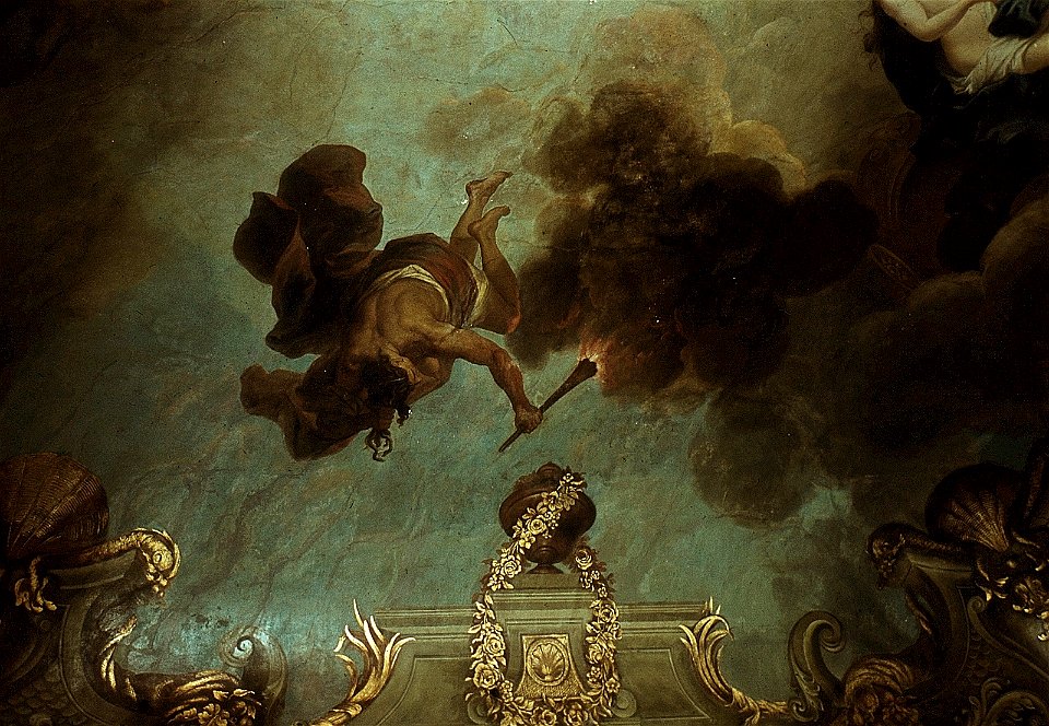 Dresden, Zwinger, Mathematisch-Physikalischer Salon, Louis de Silvestre, Personifikation der Fama, Figur 1