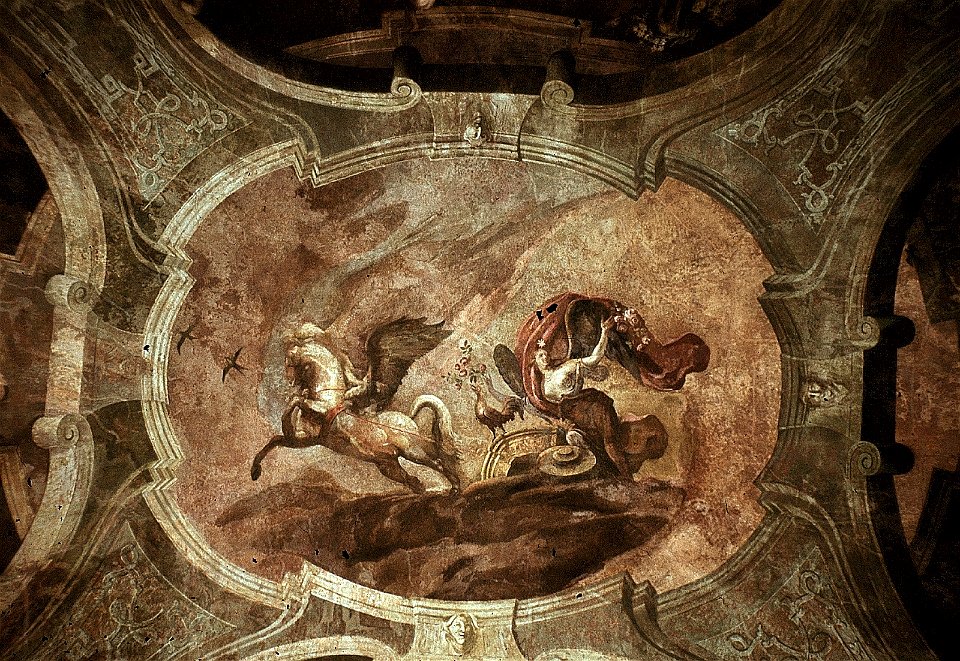 Dresden, Zwinger, Französischer Pavillon, Marmorsaal, Heinrich Christoph Fehling, Der Triumph der Aurora, Figur 1