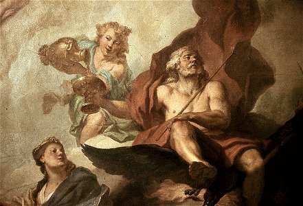 Dresden, Zwinger, Mathematisch-Physikalischer Salon, Louis de Silvestre, Psyches Aufnahme in den Olymp, Figur 10