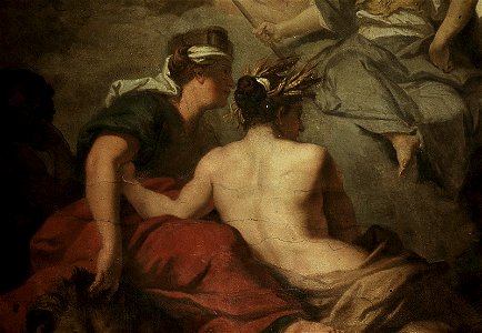 Dresden, Zwinger, Mathematisch-Physikalischer Salon, Louis de Silvestre, Psyches Aufnahme in den Olymp, Figur 2