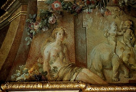 Dresden, Zwinger, Französischer Pavillon, Marmorsaal, Heinrich Christoph Fehling, Flora mit Gefolge, Figur 1