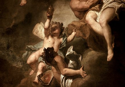 Dresden, Zwinger, Mathematisch-Physikalischer Salon, Louis de Silvestre, Psyches Aufnahme in den Olymp, Figur 6