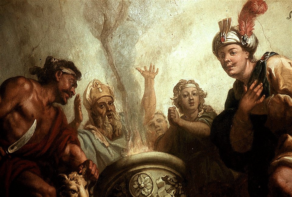 Dresden, Zwinger, Mathematisch-Physikalischer Salon, Louis de Silvestre, Opferszene, Figur 4 