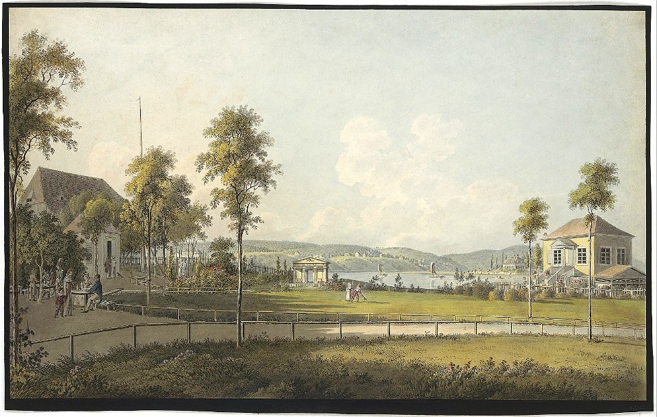 Dresden, Ansicht des Linckeschen Bades, Radierung, um 1825