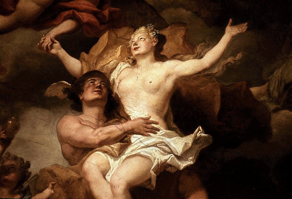 Dresden, Zwinger, Mathematisch-Physikalischer Salon, Louis de Silvestre, Psyches Aufnahme in den Olymp, Figur 7