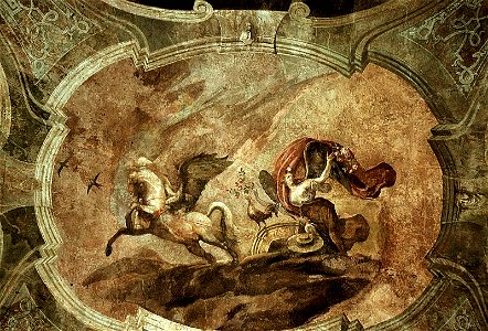 Dresden, Zwinger, Französischer Pavillon, Marmorsaal, Heinrich Christoph Fehling, Der Triumph der Aurora, Figur 2