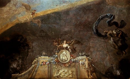 Dresden, Zwinger, Französischer Pavillon, Marmorsaal, Heinrich Christoph Fehling, Porträtmedaillon Augusts des Starken, Figur 0