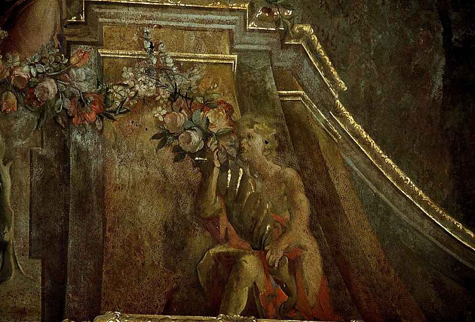 Dresden, Zwinger, Französischer Pavillon, Marmorsaal, Heinrich Christoph Fehling,Porträtmedaillon der Kurfürstin Eberhardine, Figur 3