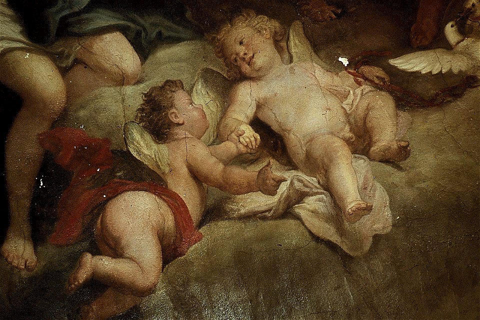 Dresden, Zwinger, Mathematisch-Physikalischer Salon, Louis de Silvestre, Jupiter entläßt Cupido zur Erziehung durch Venus und Merkur, Figur 3