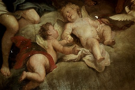 Dresden, Zwinger, Mathematisch-Physikalischer Salon, Louis de Silvestre, Jupiter entläßt Cupido zur Erziehung durch Venus und Merkur, Figur 3
